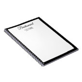 Bridesmaid Individuelle Name Schwarz-weiß Simple W Notizblock (Rechte Seite)