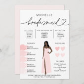 Bridesmaid Info Blush Pink Palette Infografik Inv Einladung (Vorne/Hinten)