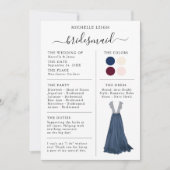 Bridesmaid Info Card Details Marine, Burgund, Elfe Einladung (Vorderseite)