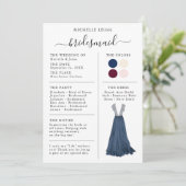 Bridesmaid Info Card Details Marine, Burgund, Elfe Einladung (Stehend Vorderseite)