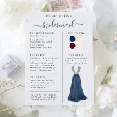 Bridesmaid Info Card Details Marine, Burgund, Elfe Einladung