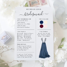 Bridesmaid Info Card Details Marine, Burgund, Elfe Einladung