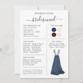 Bridesmaid Info Card Details Marine, Burgund, Elfe Einladung (Vorderseite)