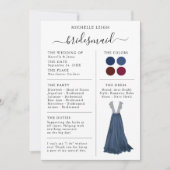 Bridesmaid Info Card Details Navy & Burgund Einladung (Vorderseite)