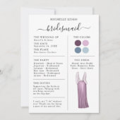 Bridesmaid Info Card Details Plum, Lavender, Blau Einladung (Vorderseite)
