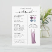 Bridesmaid Info Card Details Plum, Lavender, Blau Einladung (Stehend Vorderseite)