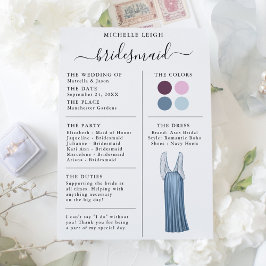 Bridesmaid Info Card Details Plum, Lavender, Blau Einladung