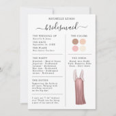 Bridesmaid Info Card Details Rose Gold, Rosa Einladung (Vorderseite)