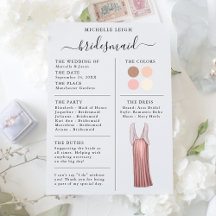Bridesmaid Info Card Details Rose Gold, Rosa