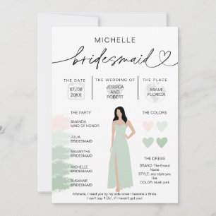 Bridesmaid Info Sage Color Palette Infografik Inv Einladung
