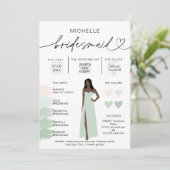Bridesmaid Info Sage Color Palette Infografik Inv Einladung (Stehend Vorderseite)