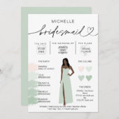 Bridesmaid Info Sage Color Palette Infografik Inv Einladung (Vorne/Hinten)