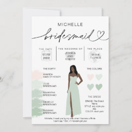 Bridesmaid Info Sage Color Palette Infografik Inv Einladung