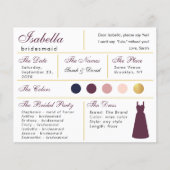 Bridesmaid Information Card Imitate Wein Farbe Gol (Vorderseite)