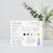 Bridesmaid Information Card Lavendel Lila Gold (Stehend Vorderseite)