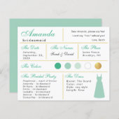 Bridesmaid Information Card Minze Green Imitate Go (Vorne/Hinten)