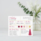 Bridesmaid Information Card Modern Magenta Gold (Stehend Vorderseite)