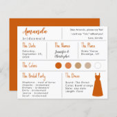 Bridesmaid Information Card - Orangefarbenes Kleid (Vorne/Hinten)