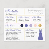Bridesmaid Information Card Violet Lila Gold (Vorderseite)