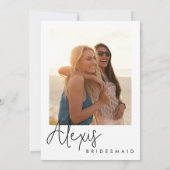 Bridesmaid-Informationskarte mit individuellem Fot Einladung (Rückseite)