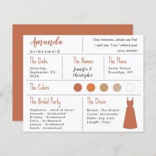 Bridesmaid-Informationskarte - Terracotta-Neutrale