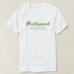 Bridesmaid Junggeselinnen-Abschied Matching T-Shirt<br><div class="desc">Wählen Sie Ihren Fave fit - T - Shirt, überdimensionales Tee für einen Badeanzug oder Schlaf-Shirt, Sweatshirt oder Hoodie. Pair es mit Old Money ästhetischen Grün-und Beige Taschen, Geschirrtücher und Strandtücher. Ob Sie nun zum Brunch, zum Tanzen der ganzen Nacht oder einfach nur zur Koordination der niedlichen Vorehelichen gehen, das...</div>