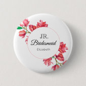 Bridesmaid Junior Pink White Floral Button (Vorderseite)