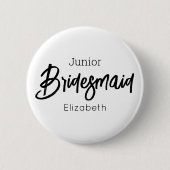 Bridesmaid Junior Schwarz-weiß Wedding Button (Vorderseite)