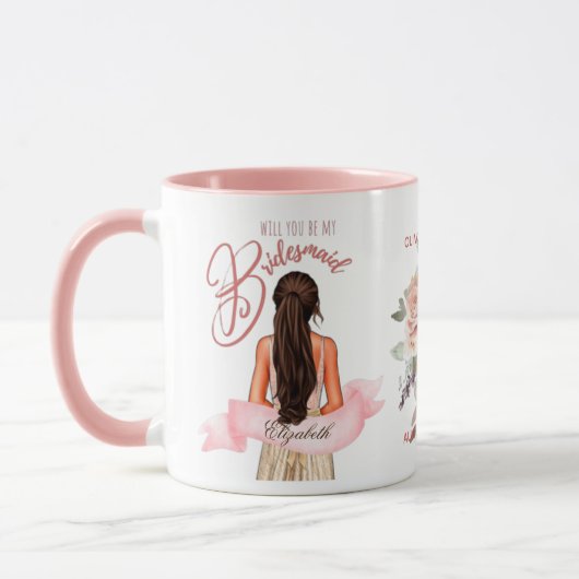 Bridesmaid Karikatur Vorschlag Danke, Custom Tasse (Links)