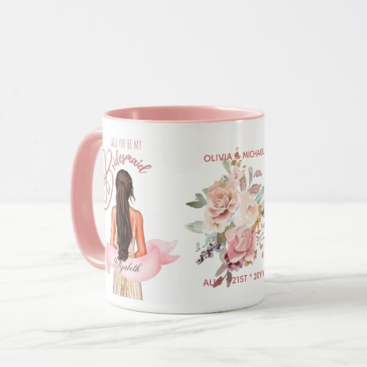 Bridesmaid Karikatur Vorschlag Danke, Custom Tasse (Vorderseite Links)