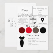 Bridesmaid-Karte Einladung (Vorne/Hinten)