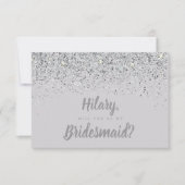 Bridesmaid-Karte für den glühenden Silber-Glitzer Einladung (Vorderseite)