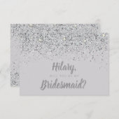Bridesmaid-Karte für den glühenden Silber-Glitzer Einladung (Vorne/Hinten)