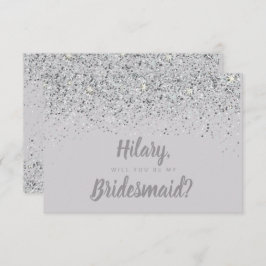 Bridesmaid-Karte für den glühenden Silber-Glitzer Einladung