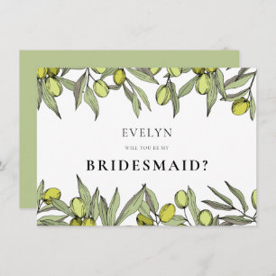 Bridesmaid-Karte für die moderne Olivenbranche Einladung