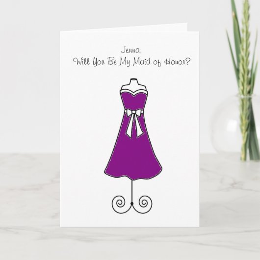 Bridesmaid-Karte in Verbindung mit Eggplant-Kleid Einladung (Vorderseite)