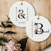 Bridesmaid Keepake Boho Floral Letter Keramik Ornament