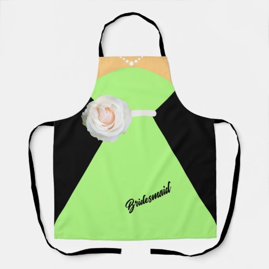 Bridesmaid Kleiderbügel Grün mit Creme-Blume Schürze (Vorderseite)