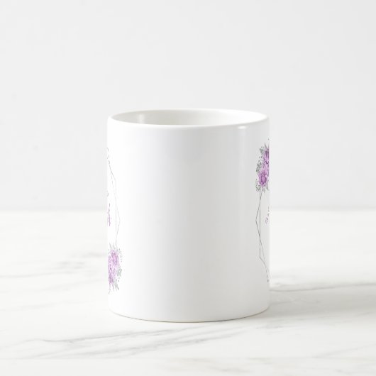 Bridesmaid Lavender Floral Geometric Silver Frame Kaffeetasse (Mittel)