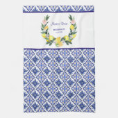 Bridesmaid Lemon Blue Italian Tiles Brautparty Geschirrtuch (Vertikal)