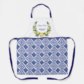 Bridesmaid Lemons Blue Italian Tiles Brautparty Schürze (Vorderseite)