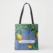 Bridesmaid Lemons Blue Tiles Personal Tasche (Vorderseite)
