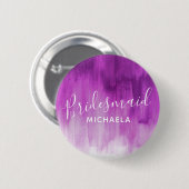 Bridesmaid lila mauve abstrakte Kunst Hochzeit But Button (Vorne & Hinten)