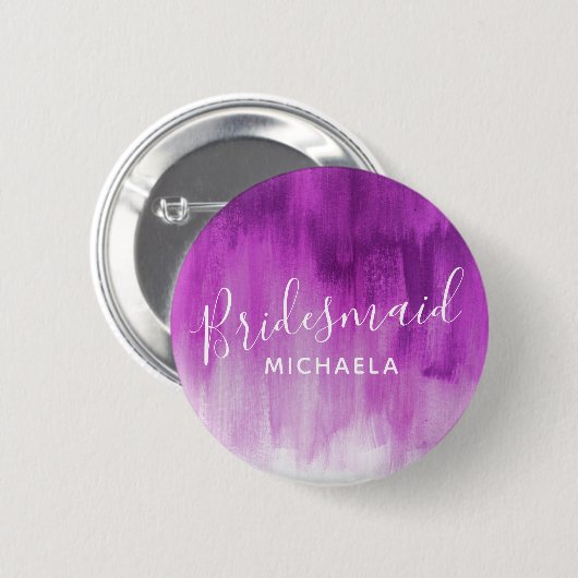 Bridesmaid lila mauve abstrakte Kunst Hochzeit But Button (Vorne & Hinten)