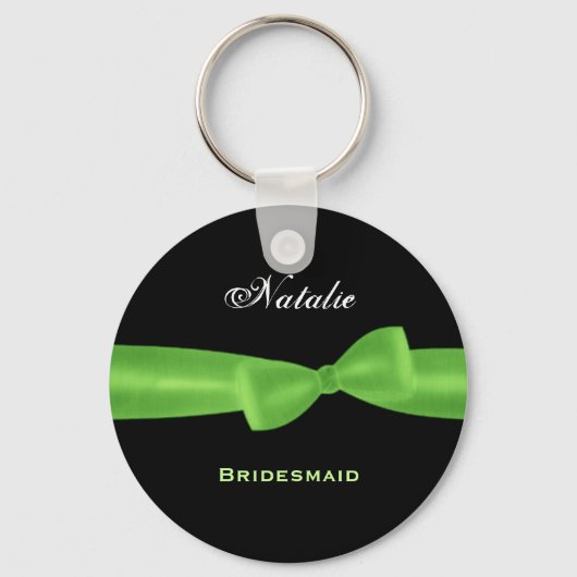 Bridesmaid Lime Green Bow Black Background E021 Schlüsselanhänger (Vorderseite)