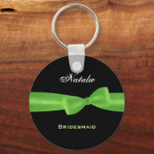 Bridesmaid Lime Green Bow Black Background E021 Schlüsselanhänger (Vorderseite)