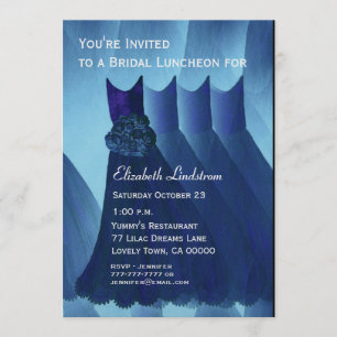 Bridesmaid Luncheon Brunch Blaue Kleider Metallisc Einladung