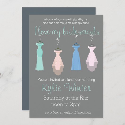 Bridesmaid Luncheon Einladung (Vorne/Hinten)