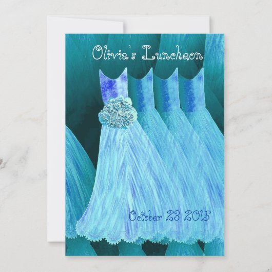 Bridesmaid Luncheon oder Brunch Blue Dress V05 Einladung (Rückseite)