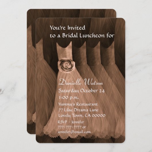 Bridesmaid Luncheon oder Brunch Bronze Metallic Einladung (Vorne/Hinten)